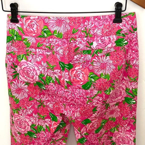 Lilly Pulitzer Pink Floral Print Palm Beach Fit Cropped Pants, Sz 4 - Picture 5 of 9